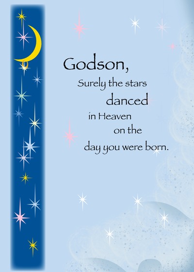 Claire Giles Greeting Cards, Happy Birthday Godson Card, Blue Stars Design Birthday Greeting Card, Embellished With A Shiny Padded Star - View #6